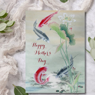 Carte Poisson Koi avec Lotus