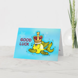 Carte Poisson rouge mignon drôle de BONNE CHANCE