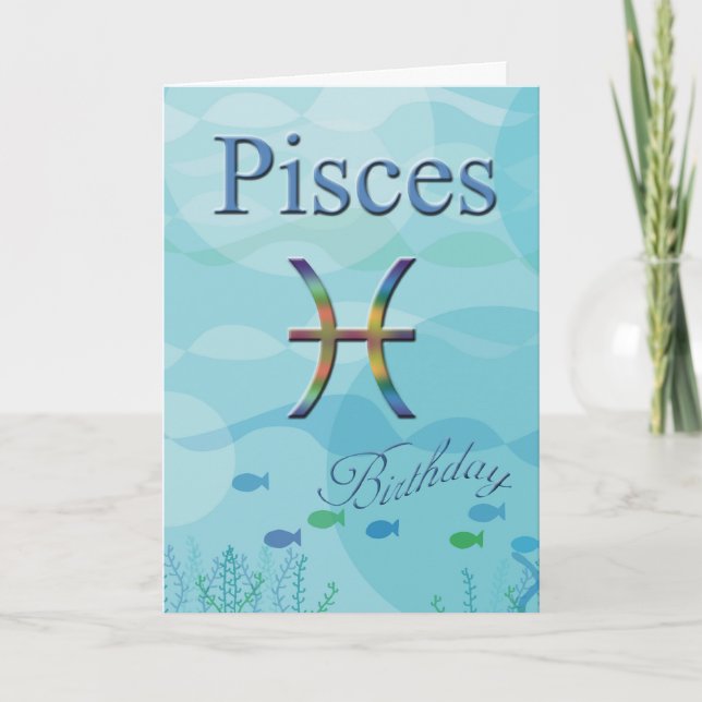 Carte Poissons Anniversaire-Bleu Océan Poissons (Devant)