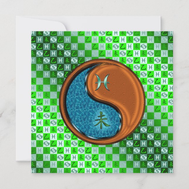 Carte Poissons & Chèvre en Bois (Devant)