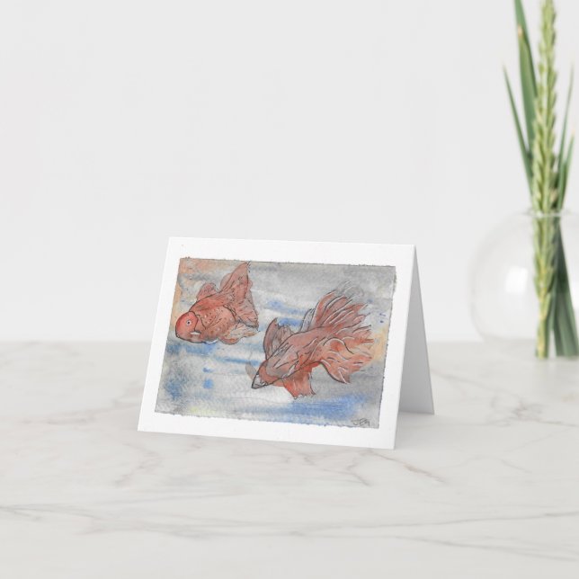 Carte Poissons de fantaisie - Petites salutations pliées (Devant)