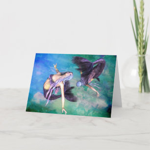 Carte Poissons - Deux sirènes nageant en boucle