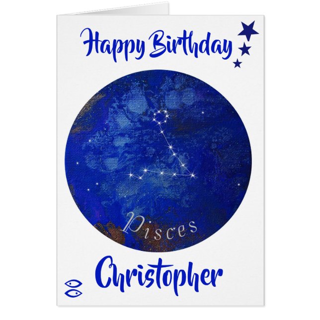 Carte Poissons Zodiac, Carte Anniversaire Horoscop (Devant)