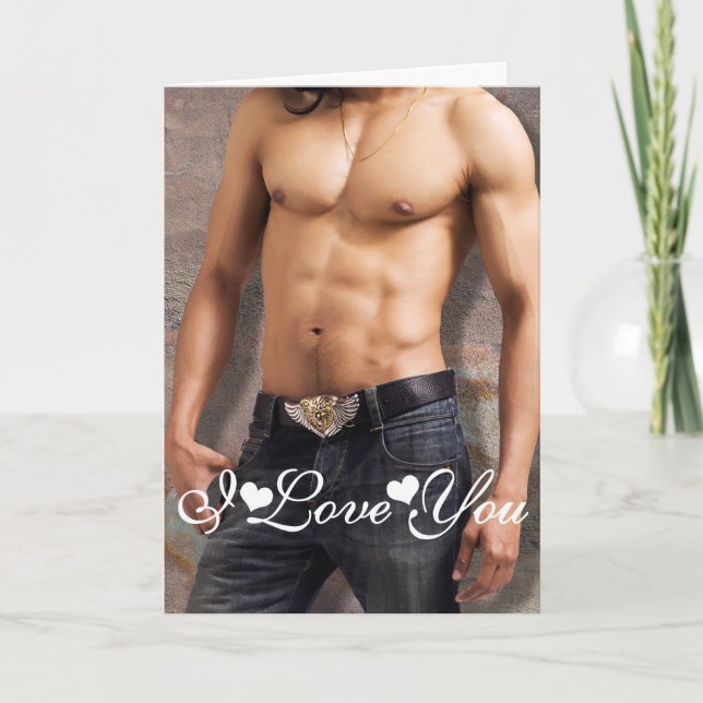 Carte Poitrine nue d'homme je t'aime (Devant)