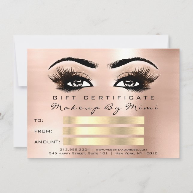 Carte Poitrine rose Maquillage Artiste certificat cadeau (Devant)