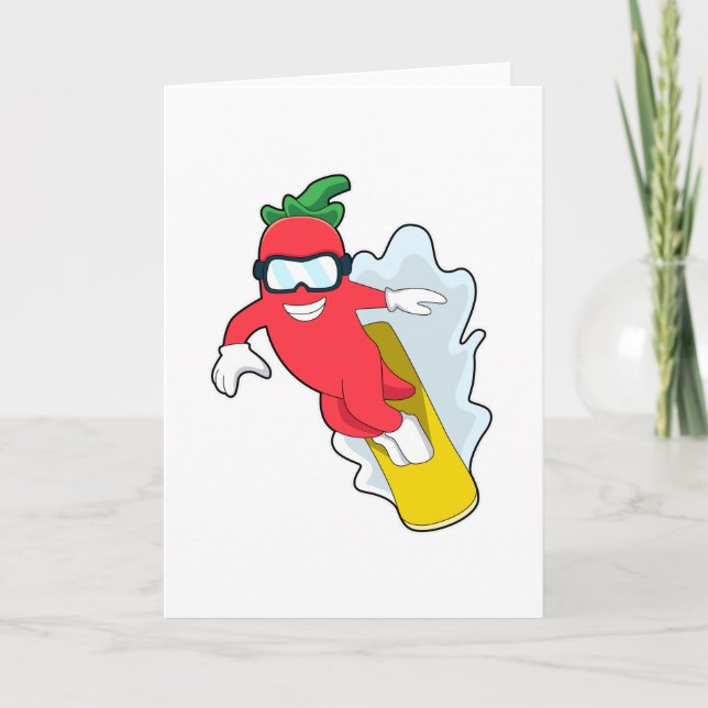 Carte Poivre au Snowboard avec Snowboard (Devant)