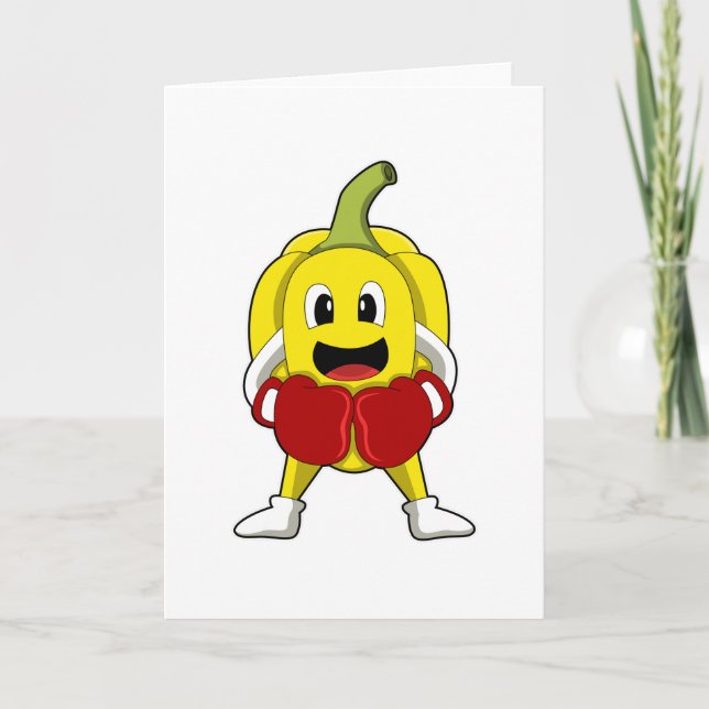 Carte Poivre en boxeur avec gants de boxe (Devant)