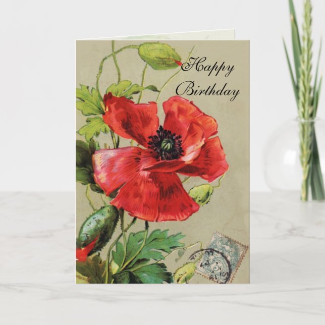 Carte POIVRE ROUGE ET BOUTEILLE / Anniversaire (Devant)