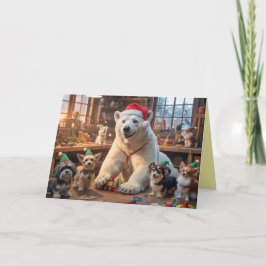 Carte Polar Bear Santa Workshop Card