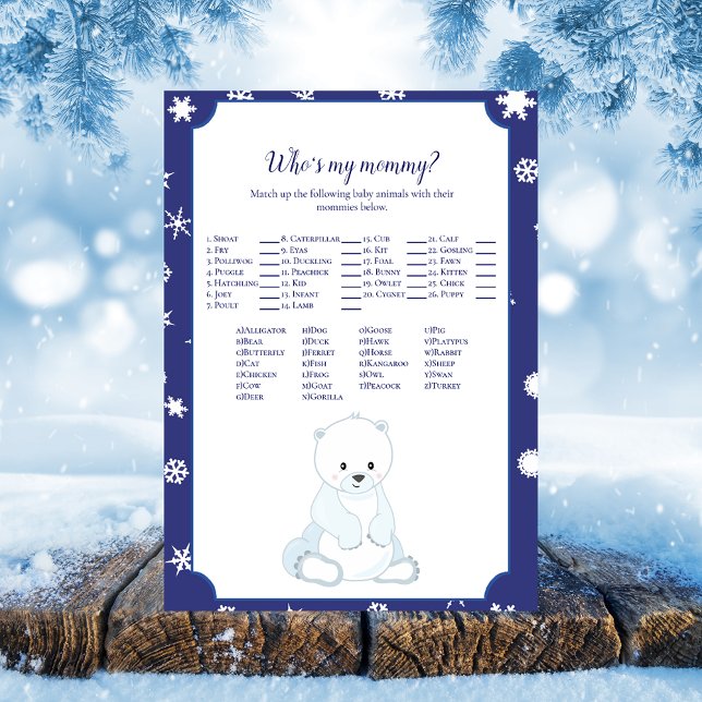 Carte Polar Bear Who's My Mommy Baby shower Jeu (Créateur téléchargé)