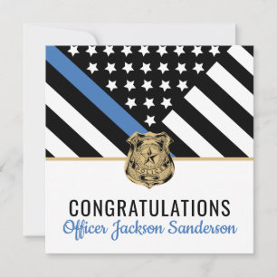 Carte Police Ligne bleue Drapeau Félicitations Retraite