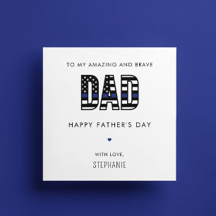 Carte Police personnalisée Fête des pères papa mince Lig