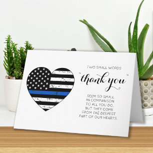 Carte Police Personnalisée Ligne Bleue Mince Merci Drape
