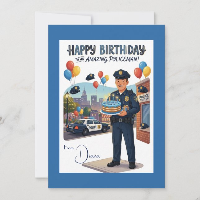 Carte Policeman's Birthday (Devant)