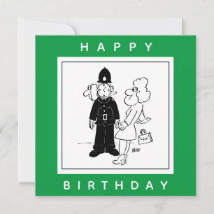 Carte Policier a une Horloge Visage Dessin Animé.