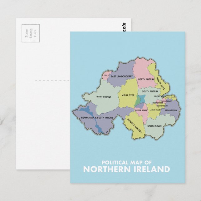 Carte Politique De L'Irlande Du Nord. (Devant / Derrière)