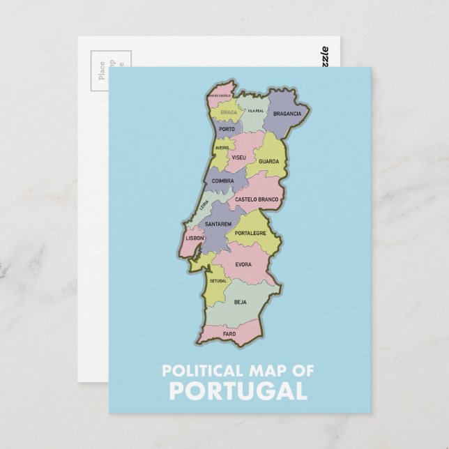 Carte politique du Portugal (Devant / Derrière)
