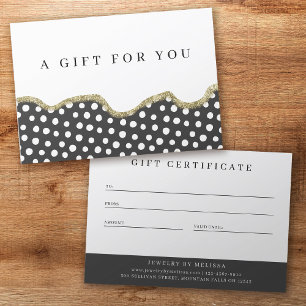Carte Polka Dot Gold Parties scintillant Certificat cade