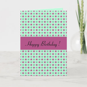 Carte Polka stars green rose cerise, customizable text