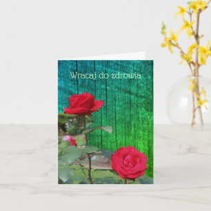 Carte Polonais obtenir bien Red Roses Flower Note Card