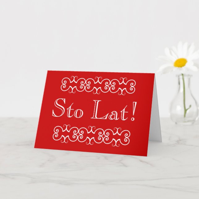 Carte Polonais Sto Dernier anniversaire Salutation (Petite plante)