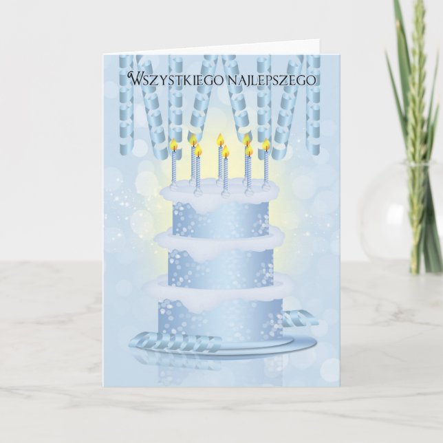 Carte Polonaise Anniversaire Gâteau Et Bougies (Devant)