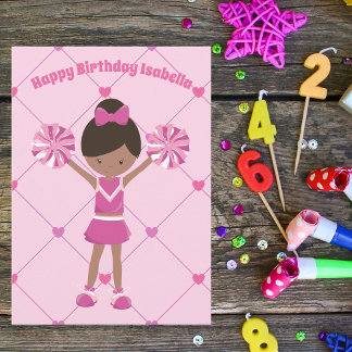 Carte Pom-pom girl afro-américain Custom Birthday Girl