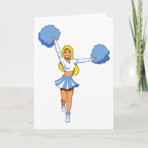 Carte Pom-pom girl Avec Pom Pom Bleu