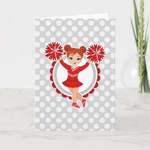 Carte Pom-pom girl - Mignonne rousse Cheval rousse