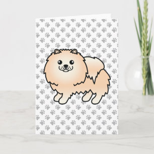 Carte Pomeranian crème Chien de dessin animé mignon & Pa