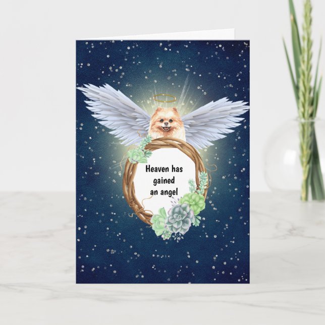 Carte Poméranie jouet pom angel succulents wreath nuit (Devant)