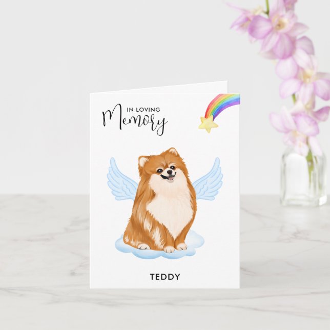 Carte Poméranien Ange Chien Memorial Animaux Perdre Symp (Orchidée)