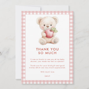 Carte Pomme de l'oeil En vichy ours Baby shower Merci
