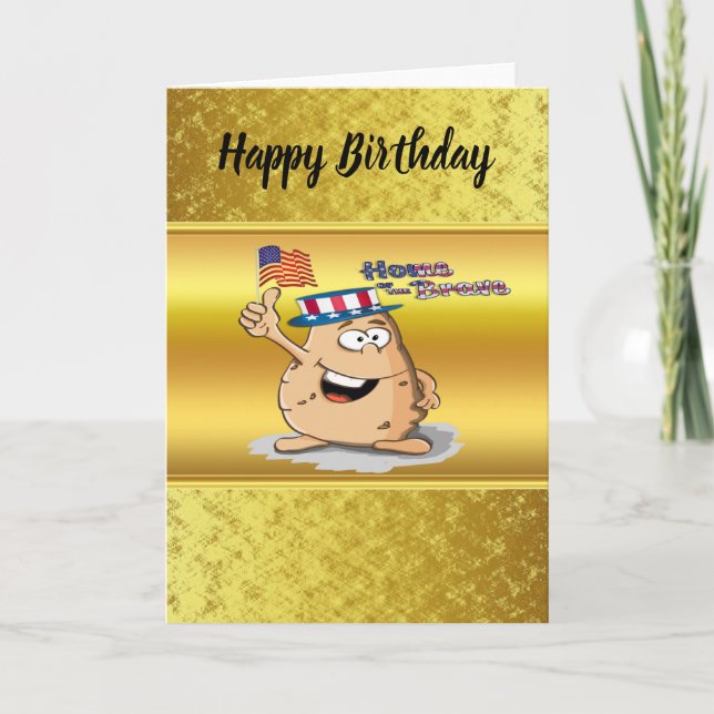Carte Pomme de terre patriotique avec casquette américai (Devant)