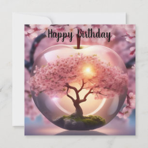 Carte Pomme Translucide Rose Avec Scène Pommier,