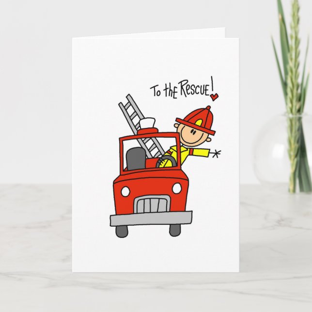 Carte Pompier aux t-shirts et cadeaux Secourus (Devant)