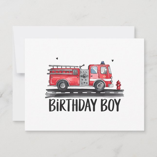 Carte Pompier Camion L'anniversaire de la famille des ga (Devant)