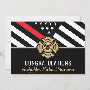 Carte Pompier Fire Academy Red Line Drapeau Graduation