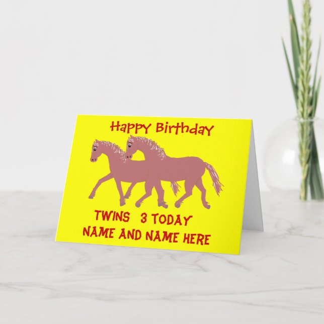 Carte Poneys de bande dessinée, souriant, personnaliser (Devant)