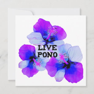 Carte Pono Hawaïen Hibiscus Violet Bleu Floral en vie 
