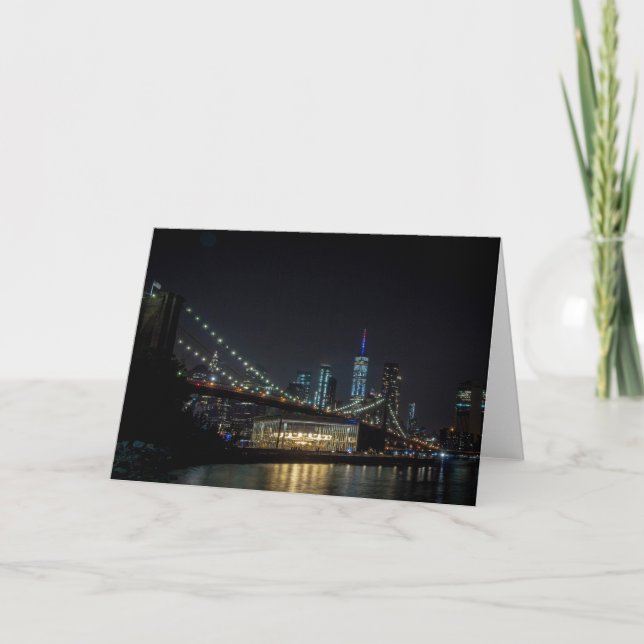 Carte Pont de Brooklyn et tour de liberté la nuit (Devant)