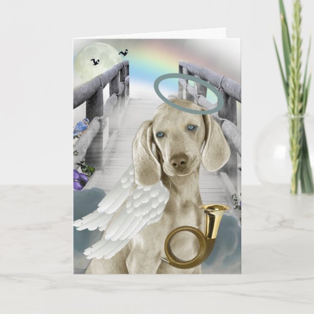 Carte Pont de l'Arc-en-ciel Ange Weimaraner (Devant)