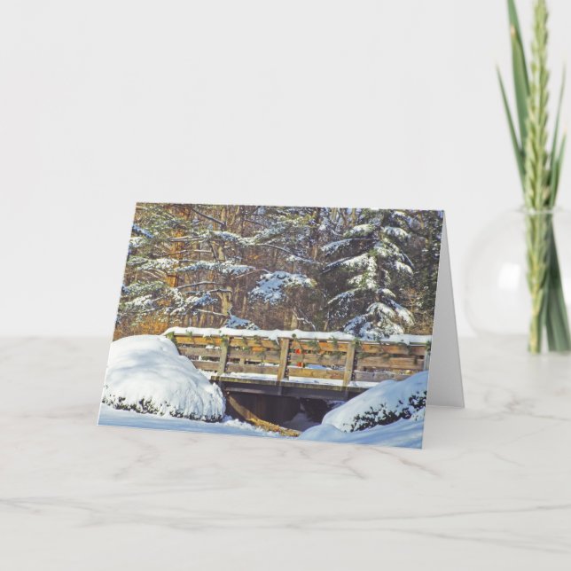 Carte "Pont En Bois Dans La Neige" (Devant)