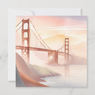 Carte Pont Golden Gate Belle aquarelle du lever du sol