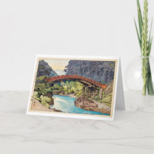 Carte Pont sacré, Hiroshi Yoshida, coupe de bois