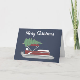 Carte Pontoon Boat with Christmas Tree on Top Holiday