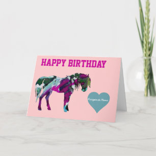 Carte Pony Rose Anniversaire - Carte Pony personna