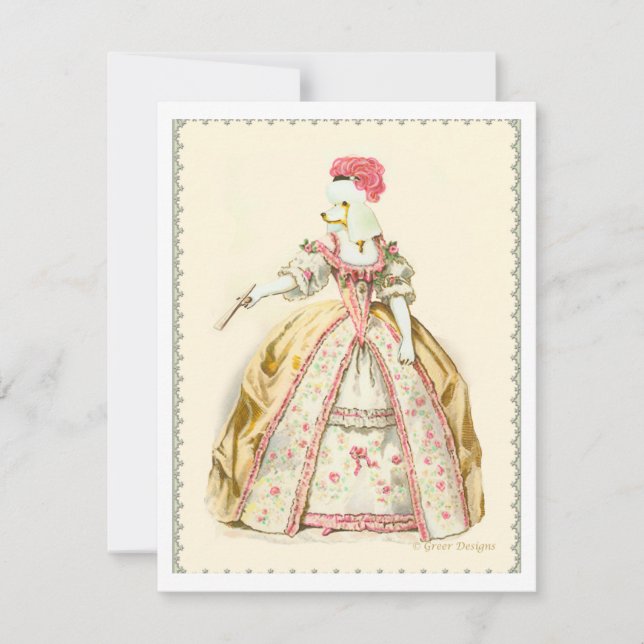 Carte Poodle blanc Marie Antoinette Mode française (Devant)