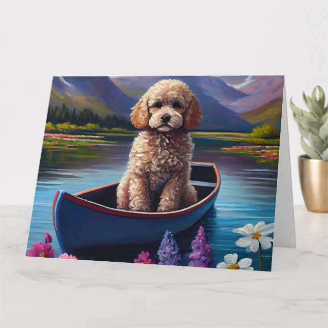 Carte Poodle sur une pagaie : une aventure Pittoresque (Petite plante)