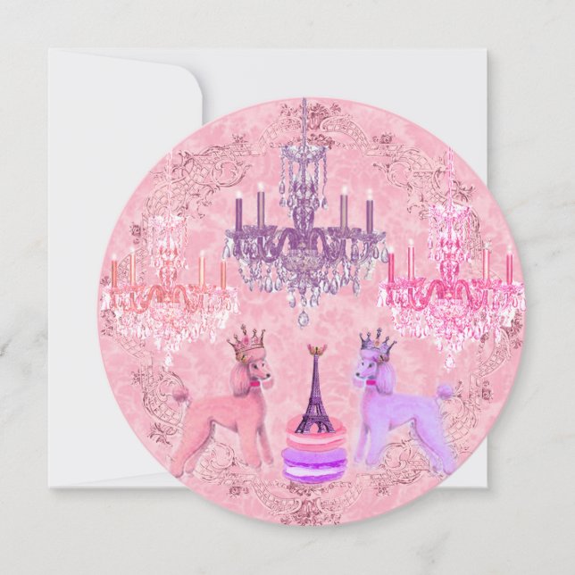 Carte Poodles, Macarons et la Tour Eiffel (Devant)